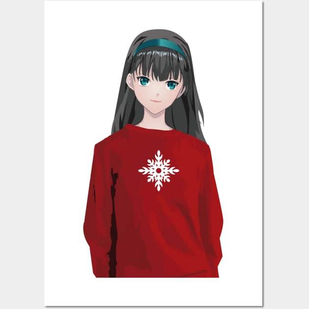 Anime Girl With Christmas Sweater Wall Art by Vendaval